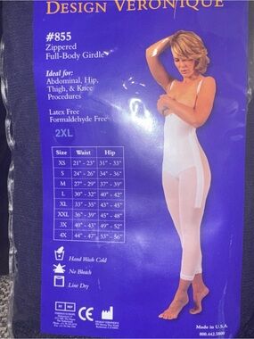 Women's Zippered Full-Body Girdle in  black- 2XL